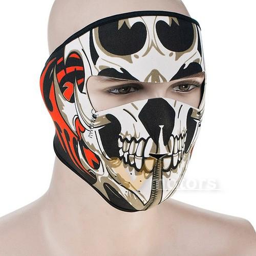 2 in 1 reversible half black classic skull neoprene face mask headwear atv biker