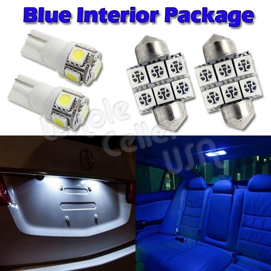 6 blue led interior lights package t10+1.25" de3175 for lexus honda acura mazda