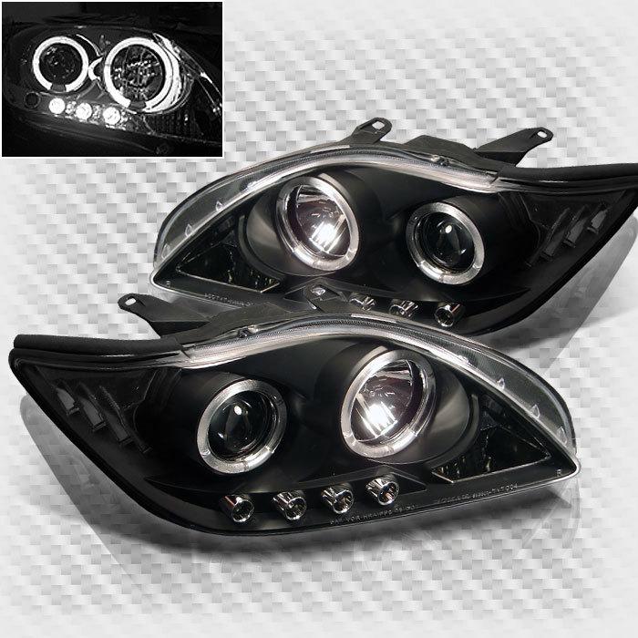 2005-2007 scion tc twin halo led projector headlights black head lights set pair