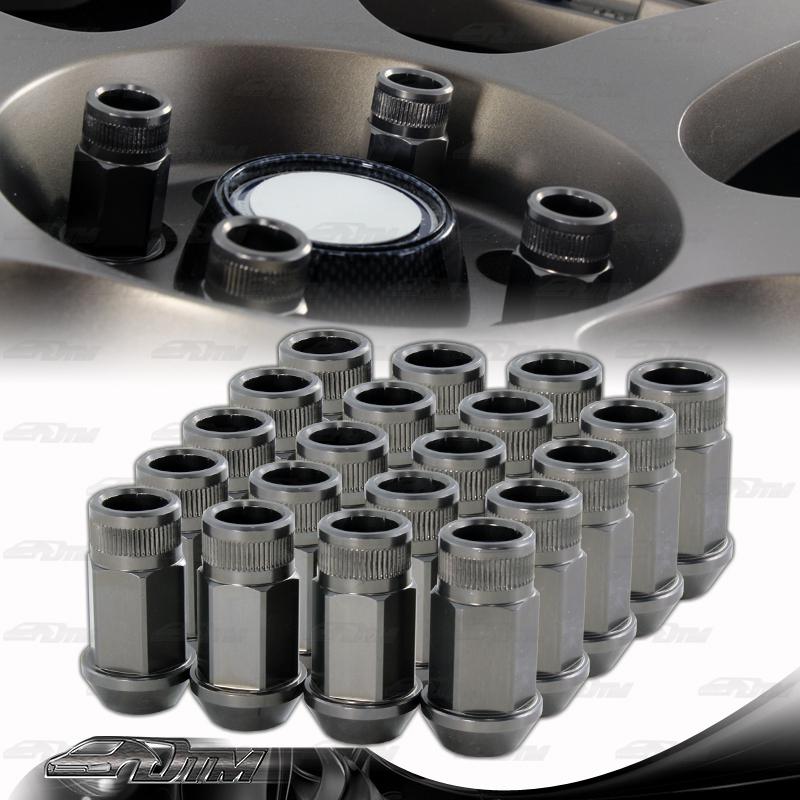 M12 x 1.5mm thread pitch 1.75" long wheel rims tuner lug nuts - 20 pc gunmetal