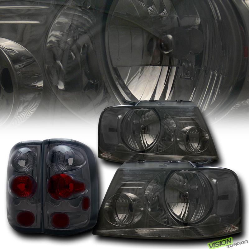 04-08 ford f-150 style-side bed pickup smoke lens head lights+altezza tail lamps