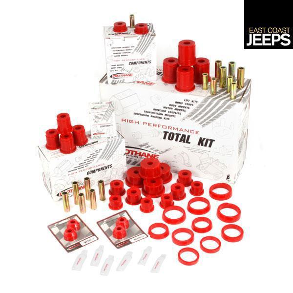 18350.04 rugged ridge polyurethane bushing kit, red, 84-01 jeep cherokee (xj)