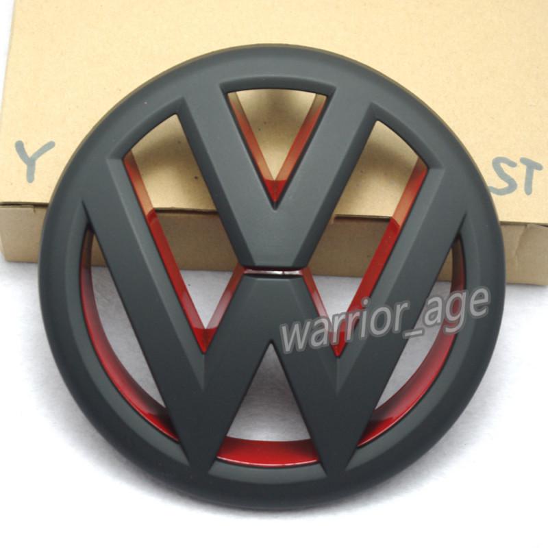 Front grille emblem badge logo for vw jetta mk6 2011-2013 matte black inner red