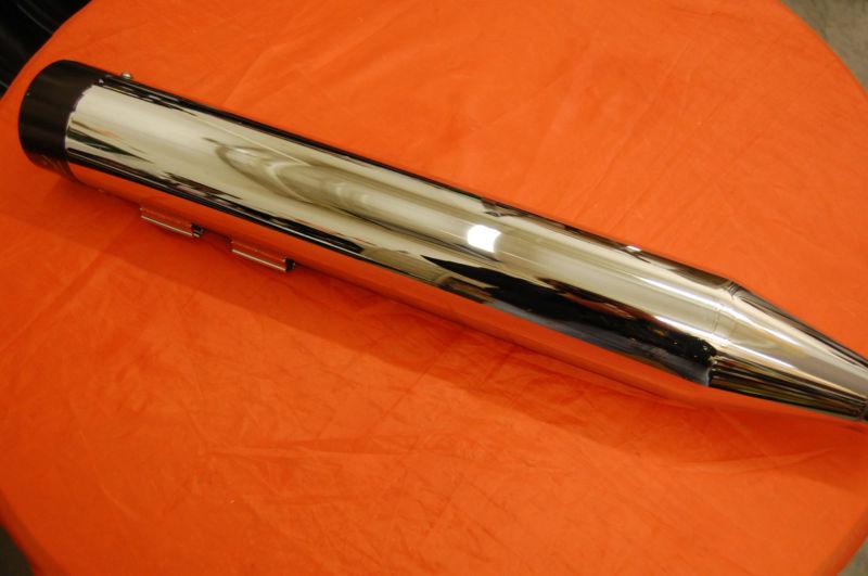 Rinehart harley-davidson left chrome muffler w/ black tip 500-0116