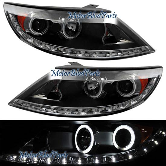 10-12 sportage ccfl halos projector led headlights headlamps black