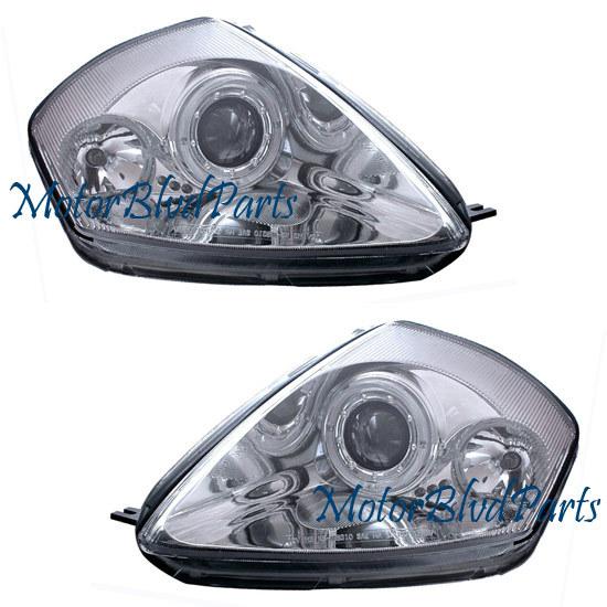 00-05 mitsubihi eclipse projector headlights headlamps w/halos chrome lh+rh set