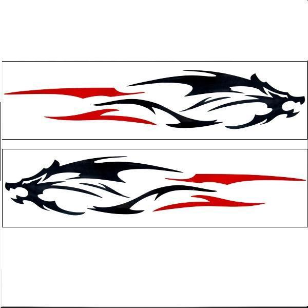 Car two side  body decoration decal sticker black red x 2 pieces no38