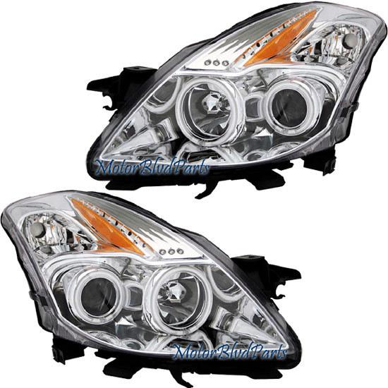 08-09 nissan altima coupe ccfl halo led projector headlamps headlights chrome