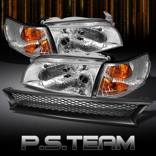 93-97 corolla jdm style headlights +corner signal lights+sport front mesh grille