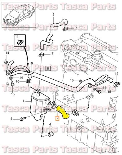 Brand new oem crankcase inlet to oil trap hose 1995-2009 volvo 850 c70 s60 s80