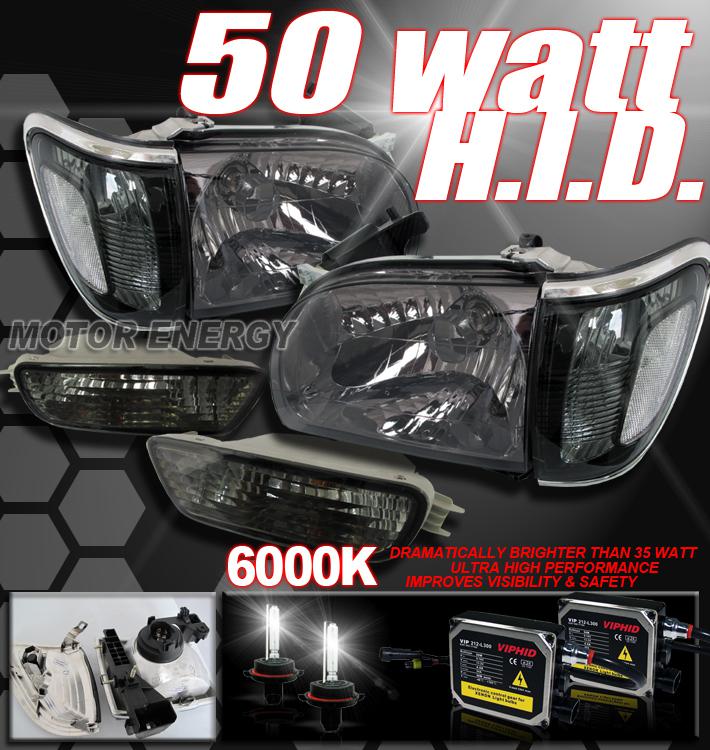 01 02 03 04 toyota tacoma smoke headlight+50w 6000k hid