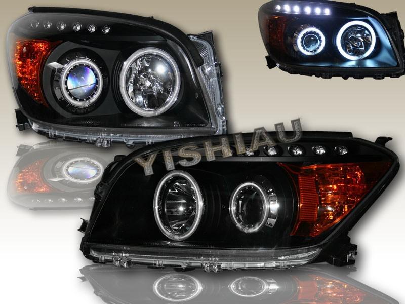 06-08 rav4 blk ccfl angel eye halo projector headlights led