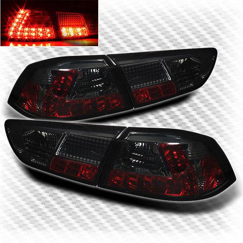 Smoked 08-12 mitsubishi lancer/evox 10 led tail lights rear brake smoke lamp set