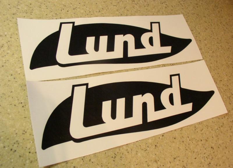 Lund fishing boat vintage decal die-cut black 2-pak free ship + free fish decal!