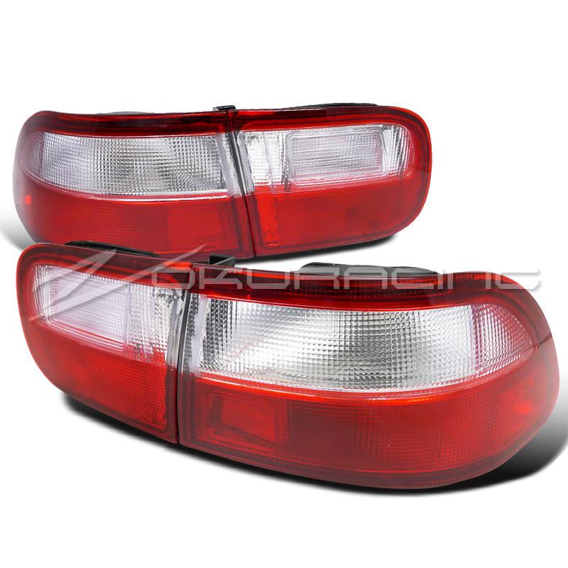 1992-1995 honda civic 2dr/4dr red clear tail lights lamps