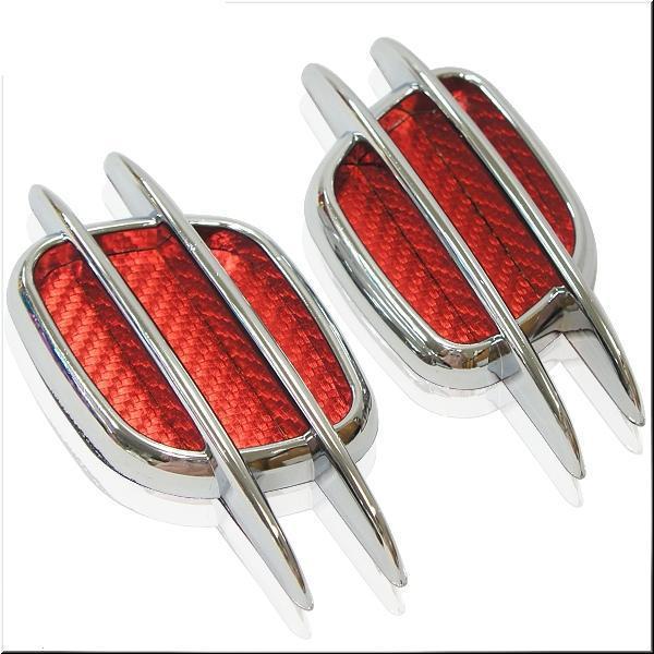 Car fender air flow decoration vent cover red carbon x 2 pieces