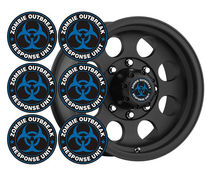 Zombie response unit decal 6 2"x2" blue vinyl wheel center cap  sticker zu1