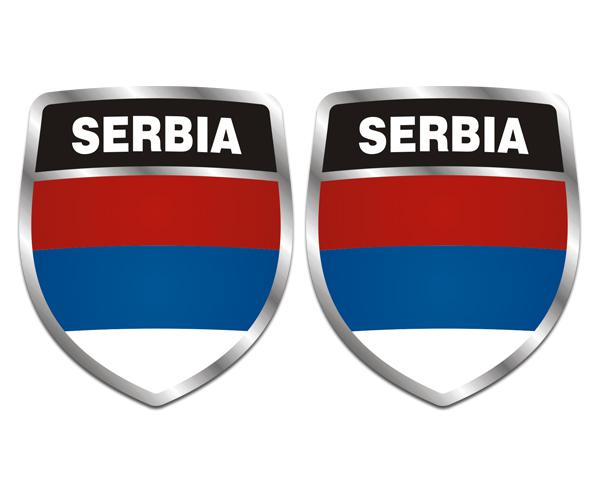 Serbia flag shield decal set 4"x3.4" serbian vinyl car bumper sticker zu1