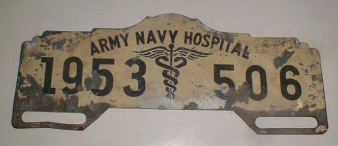 Korean war army navy 1953 license plate topper walter reed washington dc 506 nr