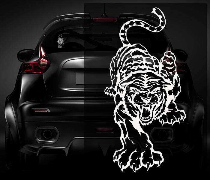 Bengal tiger decal white 5"x2.5" siberian cat vinyl car window sticker t2 zu1