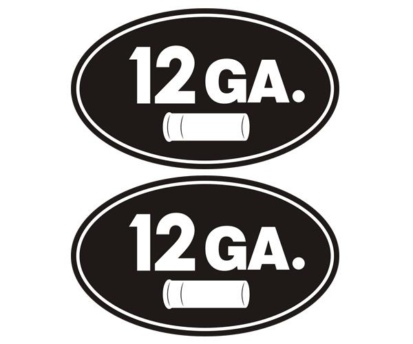 12 gauge ammo can decal set 3"x1.8" oval ga shell shotgun sticker zu1
