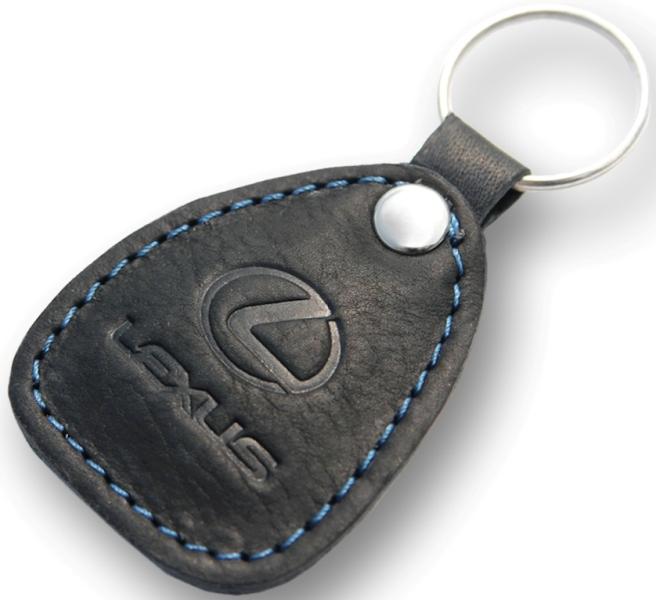 New leather black / blue keychain car logo lexus auto emblem keyring