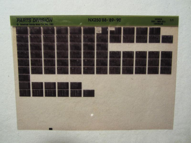 1988 1989 1990 honda motorcycle nx250 microfiche parts catalog nx 250