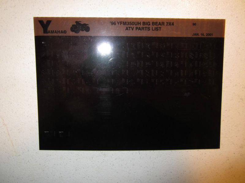 1996 yamaha atv yfm350uh big bear 2x4 microfiche parts list catalog yfm 350 uh