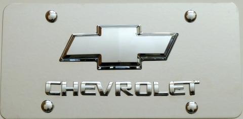 Chevy 3d chrome  emblems on stainless steel front license plate