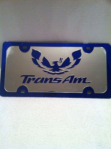 Chrome trans am car tag,plate...chrome on blue,hott look htf