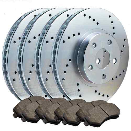 Fits accord lx lx-s new f/r set drilled only brake rotors & metallic pads