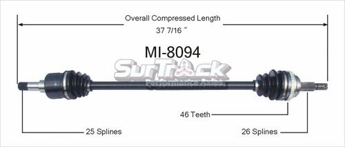 Surtrack perf axles mi-8094 cv half-shaft assembly-new cv axle shaft