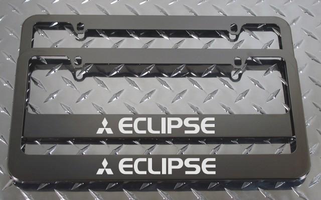 2 brand new mitsubishi eclipse gunmetal license plate frame + screw caps