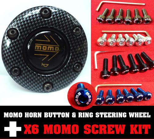 Momo horn button & ring steering wheel + 6 momo screw kit