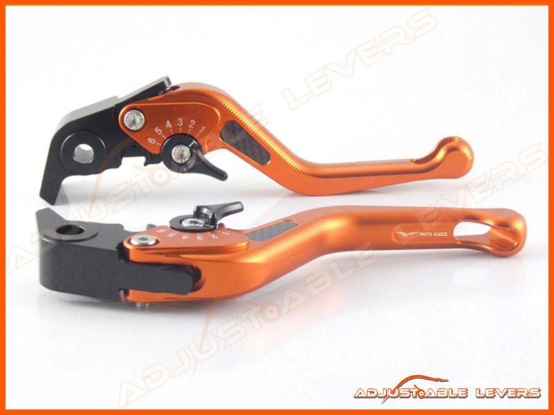 2008- 2013 stelvio 3d short adjustable levers carbon fiber inlay moto guzzi logo