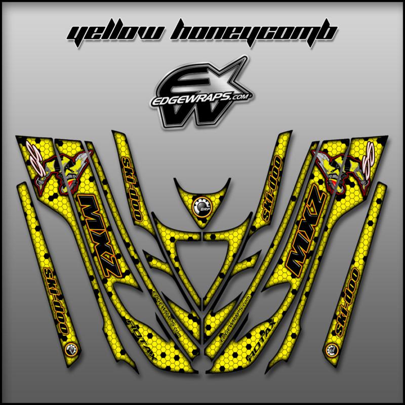 Ski doo zx sk 99, 00, 01,02,03 mxz 600 800 custom graphics - yellow honeycomb