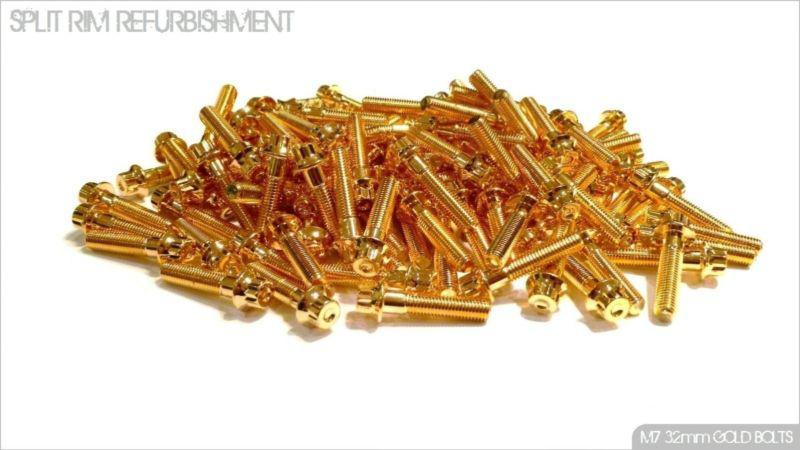 160x gold split rim bolts m7 x 32mm bbs rs oz wheels high tensile steel screws