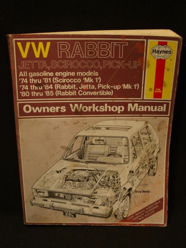 Vintage 1985 haynes 1974 - 1985 vw rabbit sirocco pick-up car repair manual book