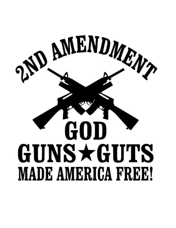 2nd amendment "god guns & guts made america" red vinyl sticker  pistol rifle
