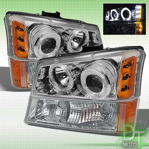 03-06 silverado avalanche chrome projector led headlights w/ bumper signal lamps