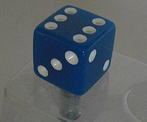 Real dice "blue & white dots" custom bolt for harley mounting seat to fender top