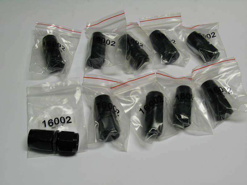 10 pack -8 an straight female swivel hose end black fuel oil air fitting