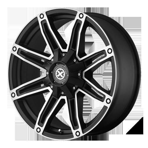 17x8.5 atx series axe ax193 5,6,8 lug black wheels rims free caps lugs stems