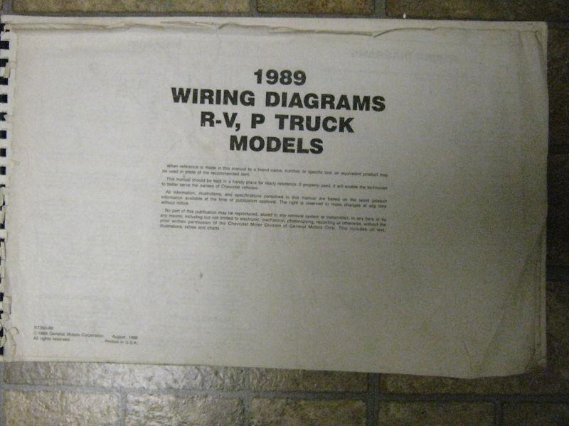 1989 chevrolet wiring diagrams r-v, p truck models original c143