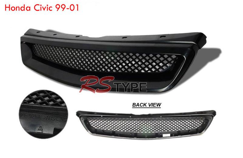 1999-2000 honda civic jdm t-r mesh front hood grill grille abs 2/3/4dr 