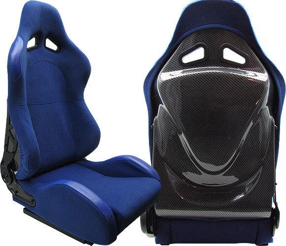 2 blue & carbon look back racing seats reclinable + sliders volkswagen new **