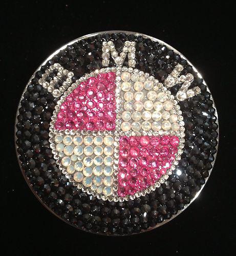 Bmw emblem badge made with swarovski crystal elements hood trunk rear 82mm pink