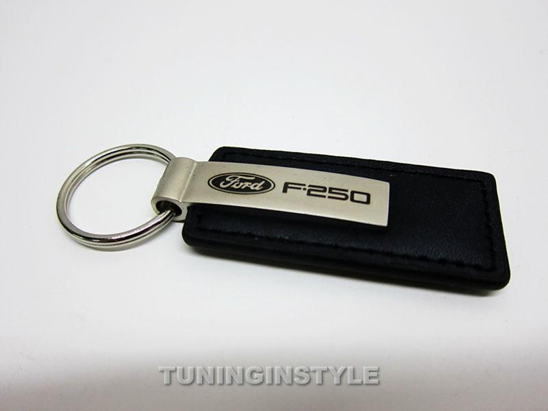 Ford f250 f-250 black leather keychain official licensed laser engraved new