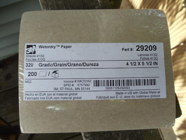 3m 29209 wetordry sandpaper  413q, 4-1/2 in x 5-1/2 in 320 grit *new* 200 sheets