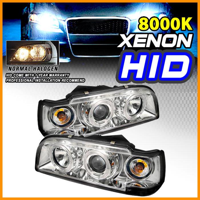 8000k hid fit 93-97 volvo 850 halo projector headlight chrome